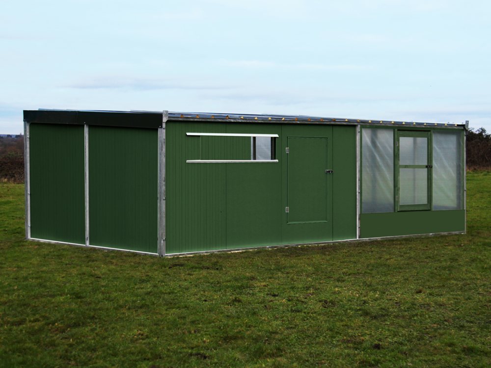 15'x20' Metal1000 shed & night shelter combi